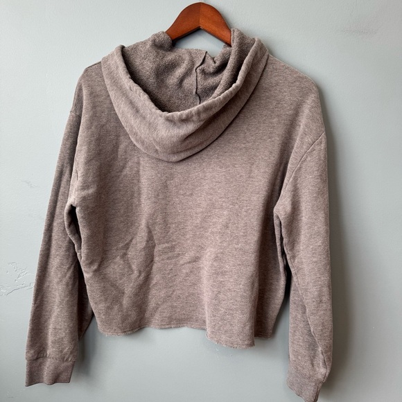 PINK Victoria’s Secret Gray and Yellow Raw Hem Hoodie Sweatshirt. Medium - Picture 7 of 11